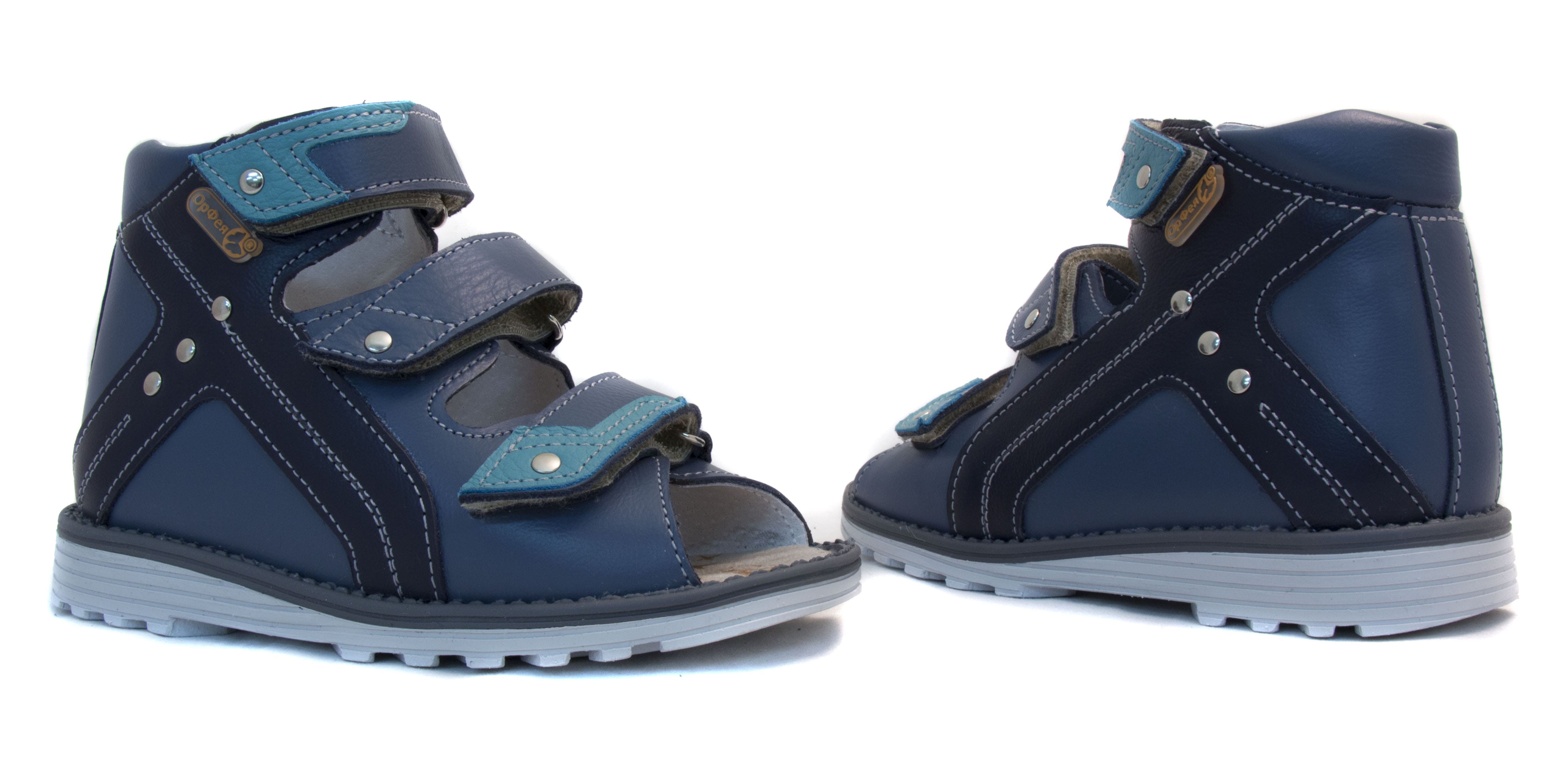 Сандалии детские ортопедические с открытым носом Орфея Б3-149-211-215-1 кожаные синие фото 6