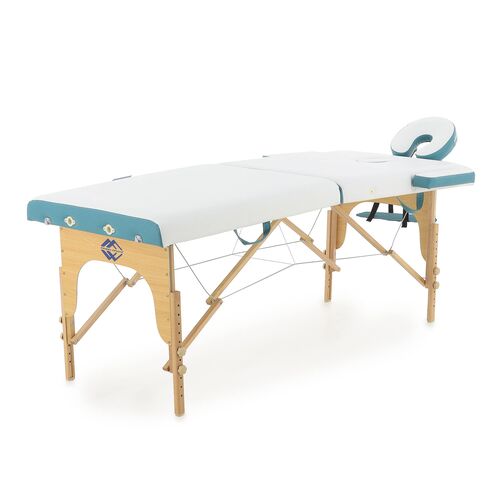 Массажный стол складной MED-MOS JF-AY01 2-х секционный, деревянная рама (двухцветный, размер 185*70) фото 1
