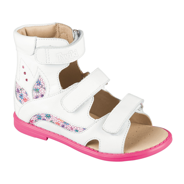 Сандалии ортопедические  с открытым носом цв.бело-малиновый TW-176-8 фото 1