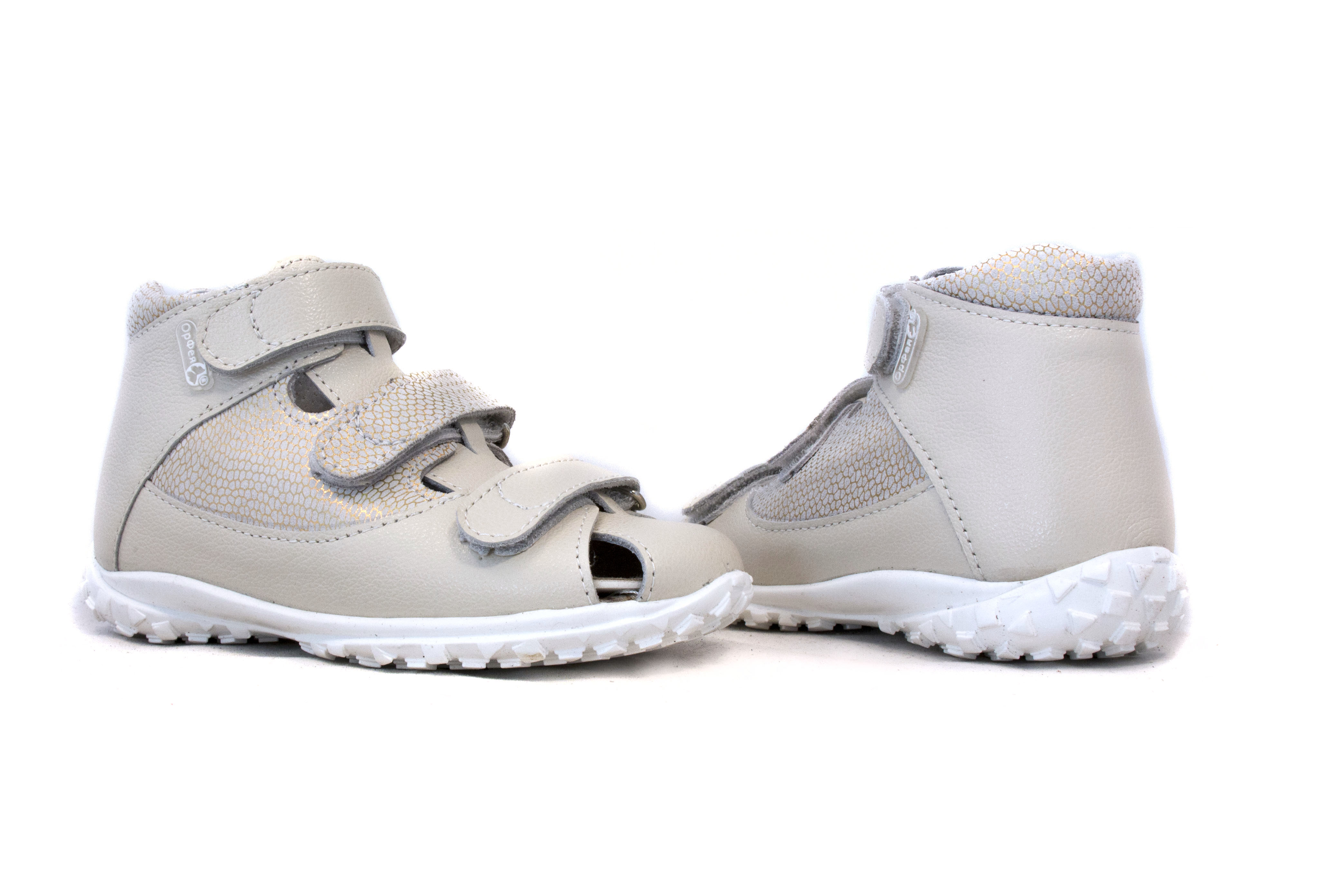 Сандалии детские ортопедические с закрытым носом Орфея Б3-202-056-281-1 кожаные бежевые с разводами фото 8